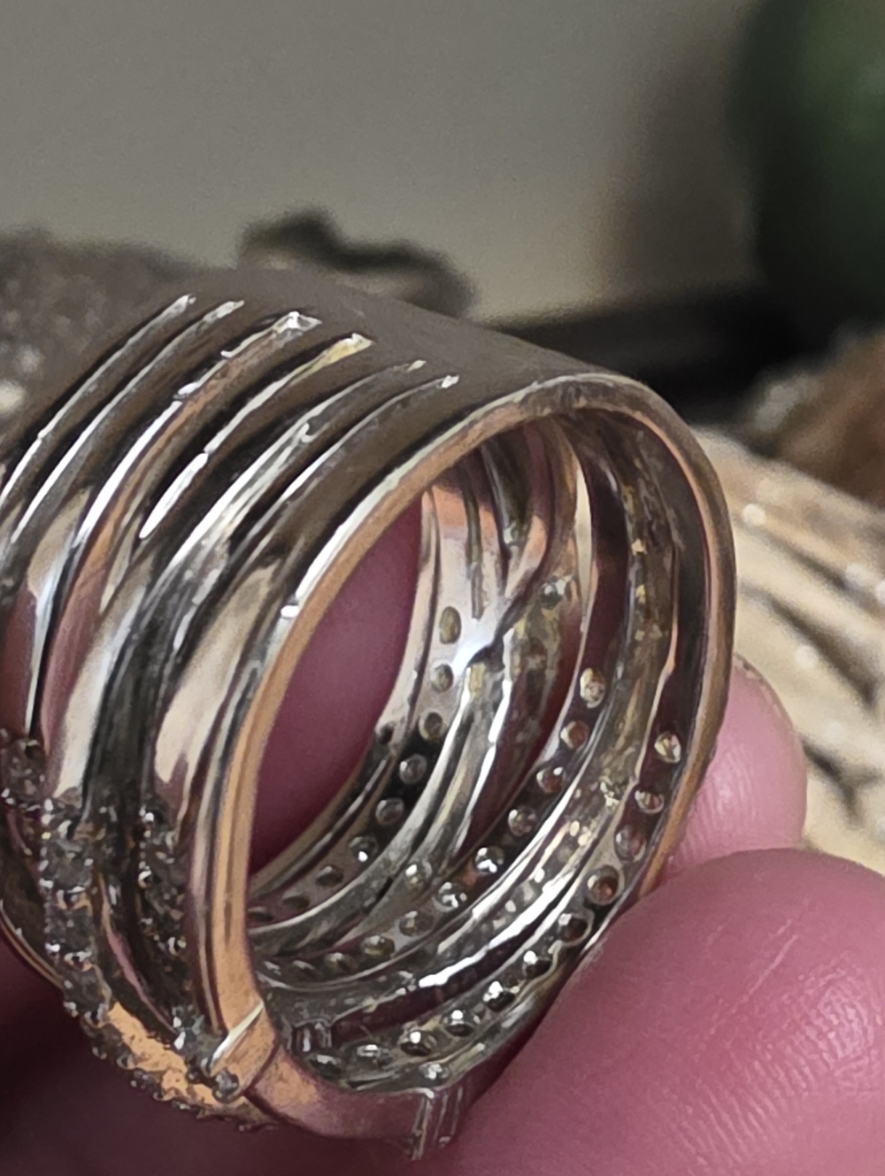 Crislu Entwined Platinum Plated & Silver Multi-Row CZ Wrap Ring - Picture 11 of 16